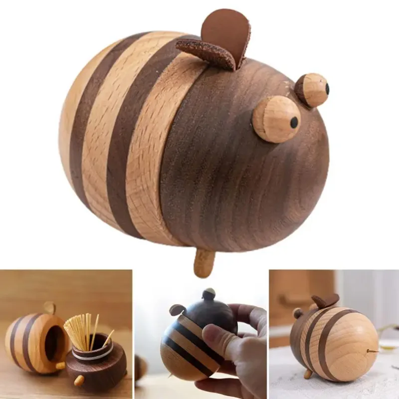 Toothpick Bottle Moisture-proof Toothpick Holder Large Capacity Storing Kitchen Dining Table Bee Shape Toothpick Bottle