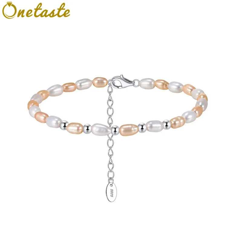 

Two Tone Freshwater Pearl 925 Sterling Silver Bead Spaced Bracelets For Women Elegant Simple Strand Bracelet 16.5+5cm Gift 2026