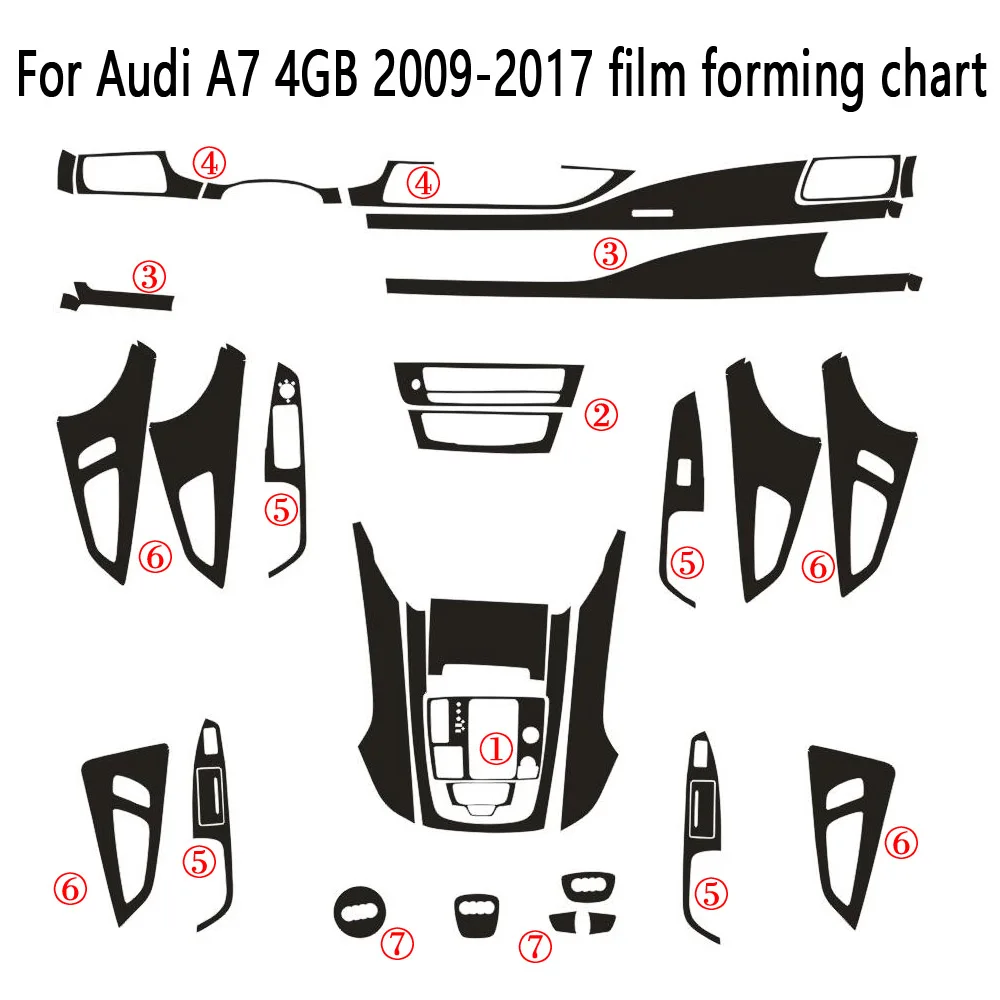 For Audi A7 2010-2017 4GB 5D Carbon Fiber black Pattern Interior DIY Trim Decals