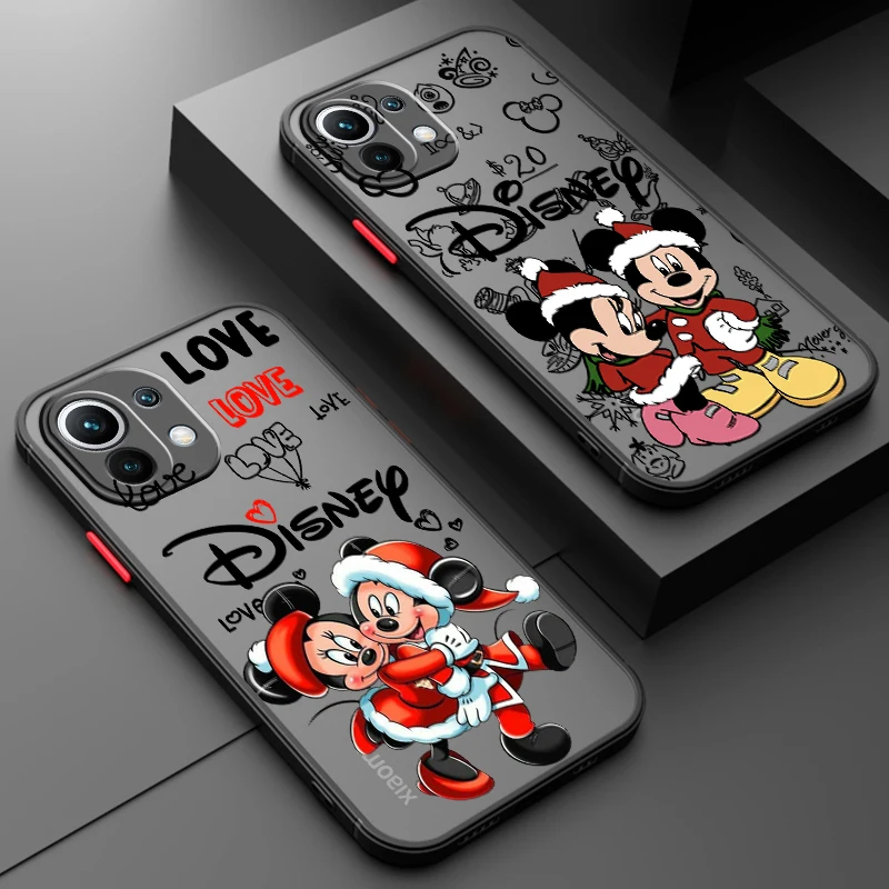 Christmas Disney Mickey Mouse For Xiaomi Mi 13 12 12T 11T 11 11i 10T 10 9T Pro Lite Ultra 5G Frosted Translucent Phone Case