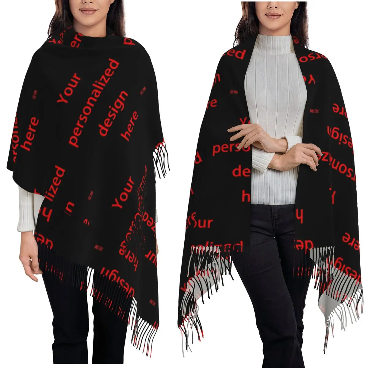 

Шарф с кисточками по индивидуальному заказу, женские мягкие теплые шали и накидки, большая осенне-зимняя шаль