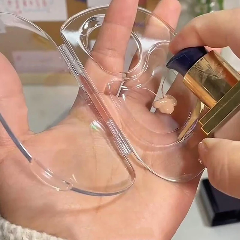 2 قطعة/المجموعة قابلة للطي شفافة ماكياج لوحة ألوان الأساس السائل لون خلط صينية ماكياج لون مجلس ماكياج كريم خلط