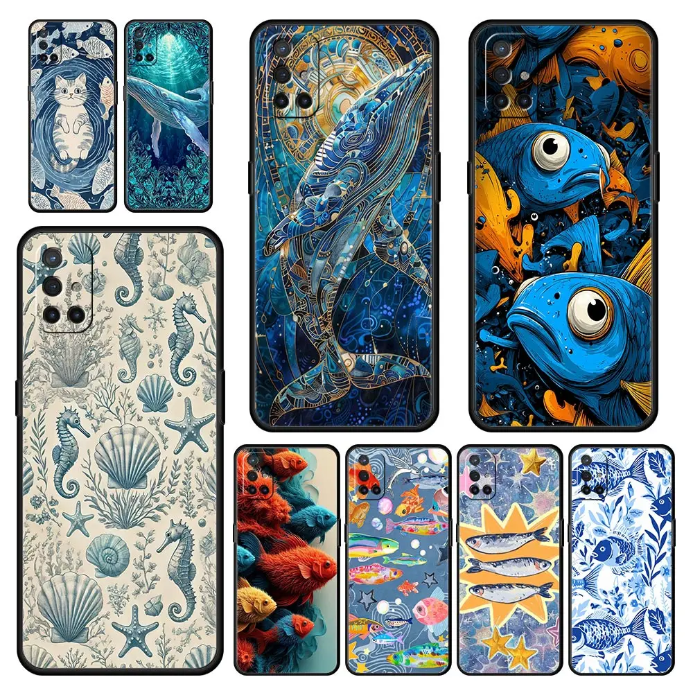 

Blue Ocean Fish Phone Case For Oneplus 13R 13 12R 11 10T 10R Nord N100 N200 N10 10 9 9R 9RT CE 3 2 Z Pro 5G Soft TPU Cover Capas