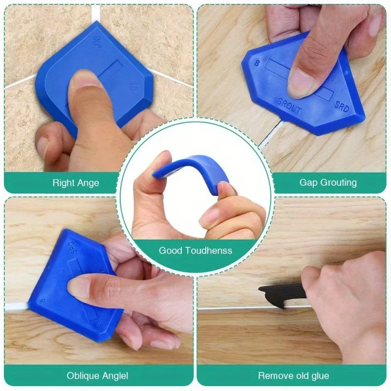 4Pcs Silicone Sealant Grout Remover Tool Set, Glass Cement Caulk Finishing Spatula for Bathroom Kitchen Joint Cleaning