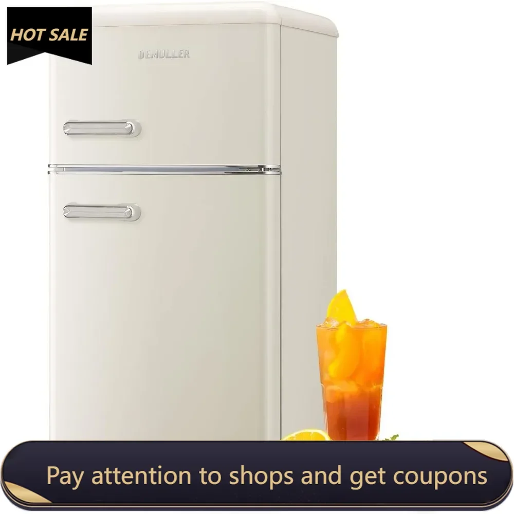 

Retro Mini Fridge 3.5 Cu.ft Refrigerator with Top Freezer Compact Fridge Apartment Size Refrigerator Dual Door Fridge