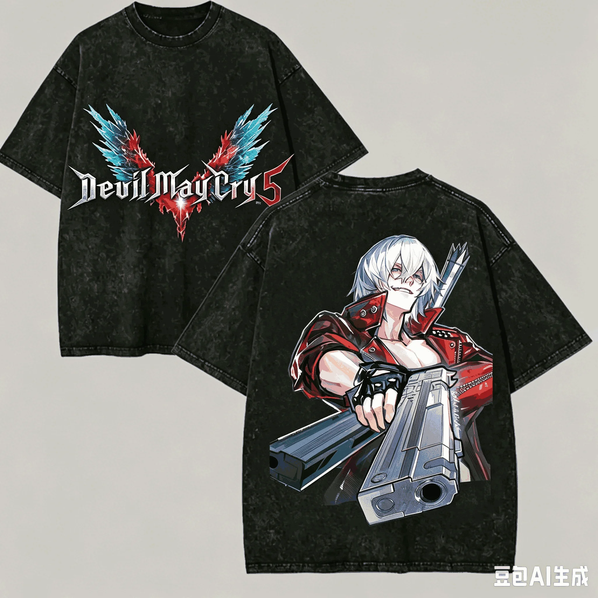 Devil May Cry Washed Tshirt Anime Lovr Harajuku New Model Oversized Vintage Loose Unisex Vintage Loose Retro Fashion hot product