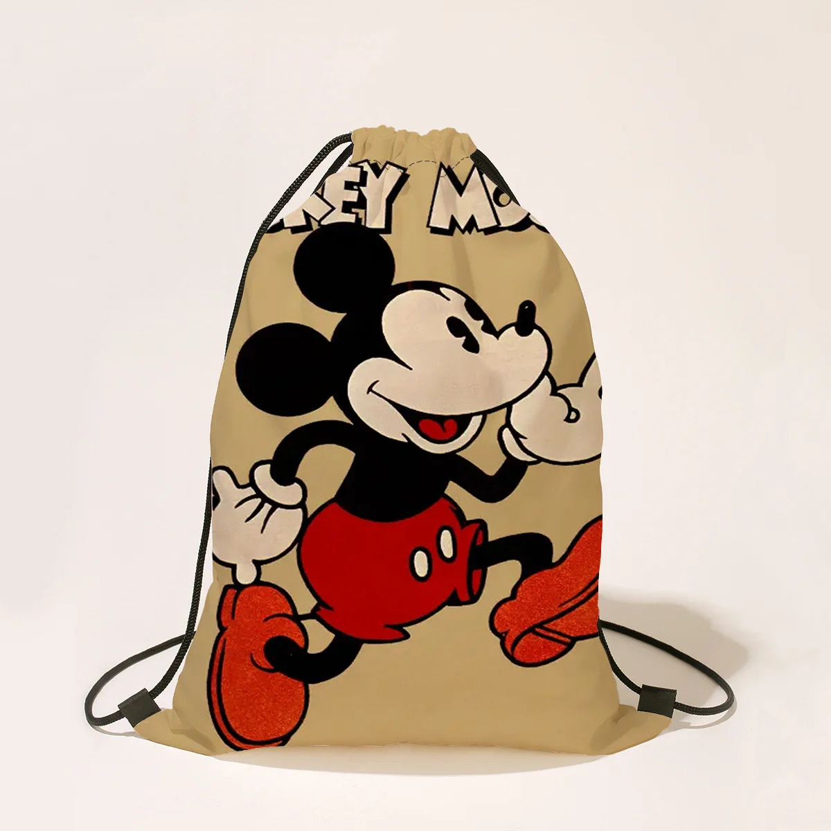 Disney Mickey Mouse Backpack Cute Mickey Minnie Donald Duck Anime Printed Drawstring Bags for Boys Girls Student Outdoor Bags