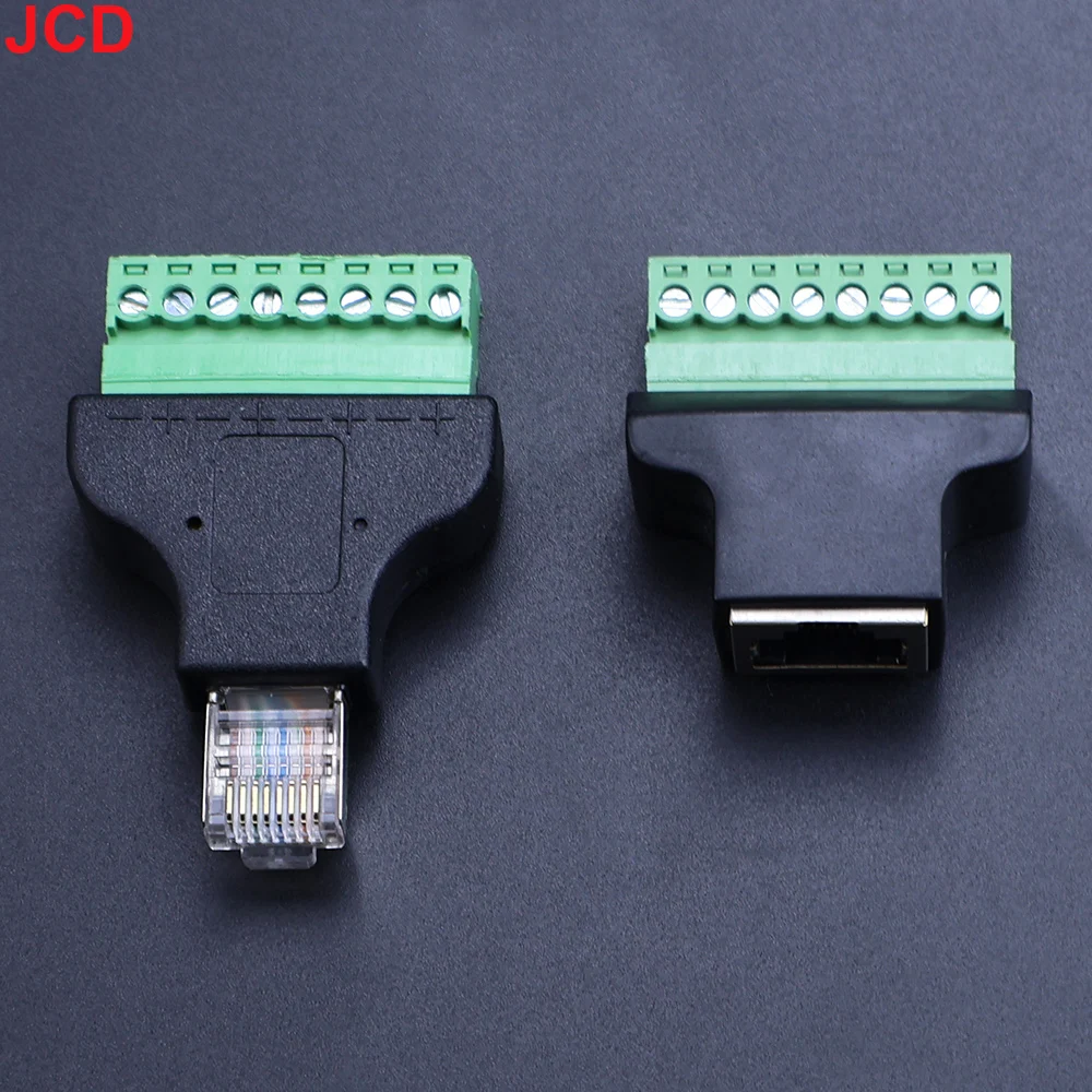 

JCD 1pc RJ45 Male To Adaptor RJ45 Female To 8 Pin RJ45 Connector with Screw Terminal for DVR CCTV Accessories