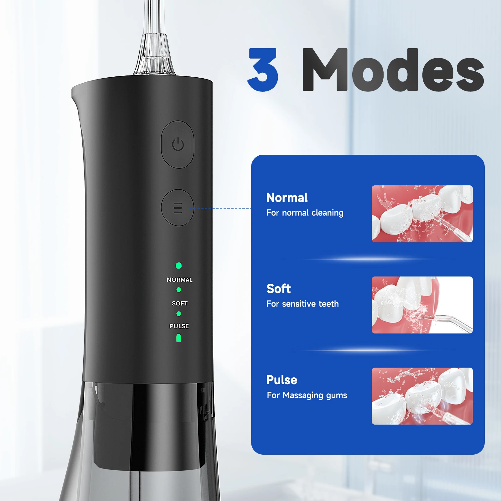 Mornwell F29 Oral Irrigator 3 Mode Water Flosser Dental Water Jet for Teeth Rechargeable Portable 180ML Water Tank Teeth Cleaner