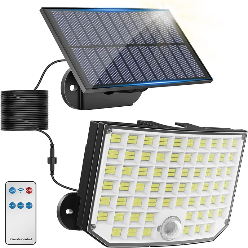 

New Solar Outdoor Lights, 256 Solar Powered Motion Sensor Security Lights IP65 Waterproof 3 Modes Flood Lights Outside