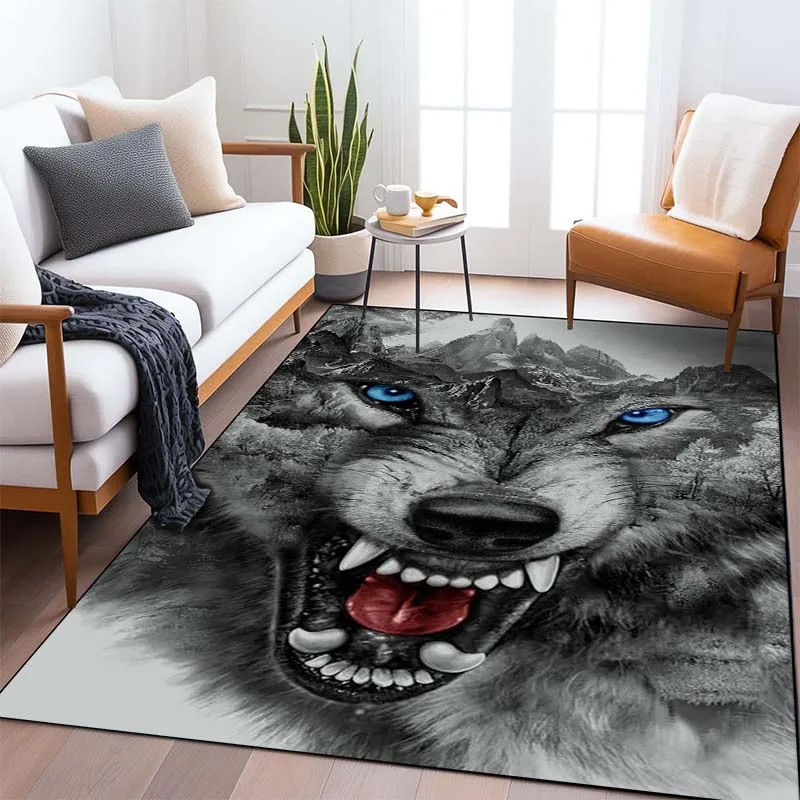 Wolf Ferocious Animal Pattern Living Room Bedroom Carpet Bedside Bathroom Floor Mat 15 Sizes Custon Pattern Area Rug Room Decor