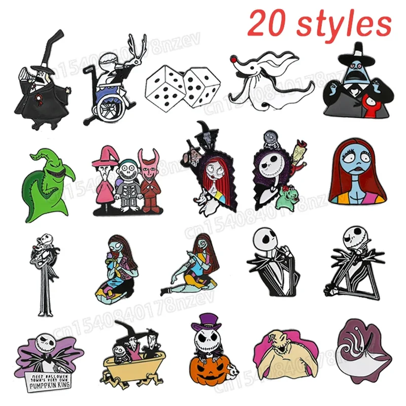 The Nightmare Before Christmas Enamel Pins Cartoon Cute Pin Accessories Backpacks Metal Brooches for Friends Boys Hallowmas Gift