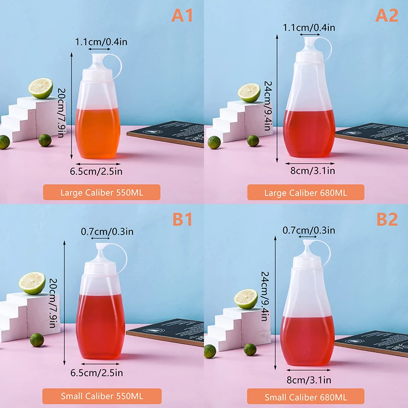 550/680ML Squeeze Sauce Bottles Condiment Dispenser Large Mouth Dustproof Kitchen Seasoning Salad Sauce Olive Oil Bottle