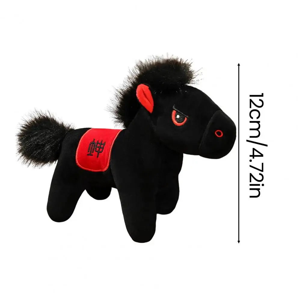 검은 말 플러시 장난감 말의 해 마스코트 행운 장식 부드러운 봉제 인형 홈 데코 자동차 장식