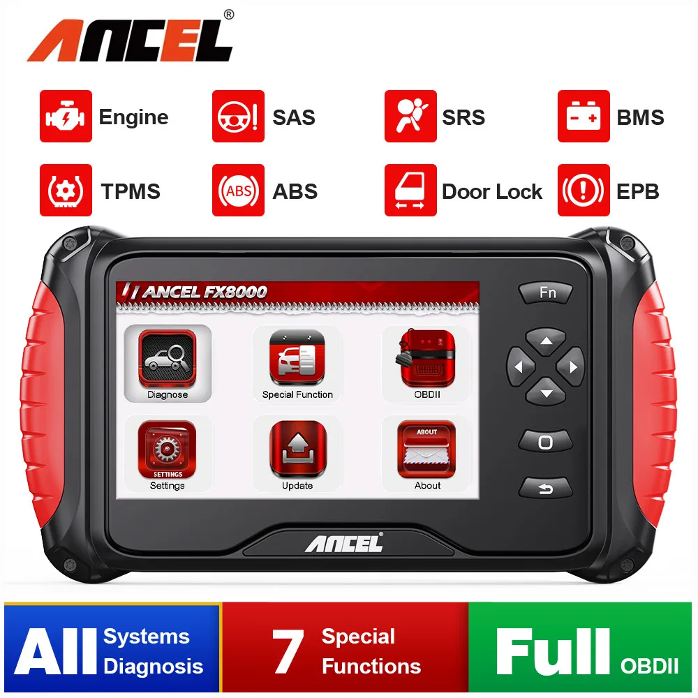 ANCEL FX8000 All System Car Diagnostic Tool OBD2 Automotive Scanner 6+ Reset Code Reader PCM BCM Chassis Electrical System