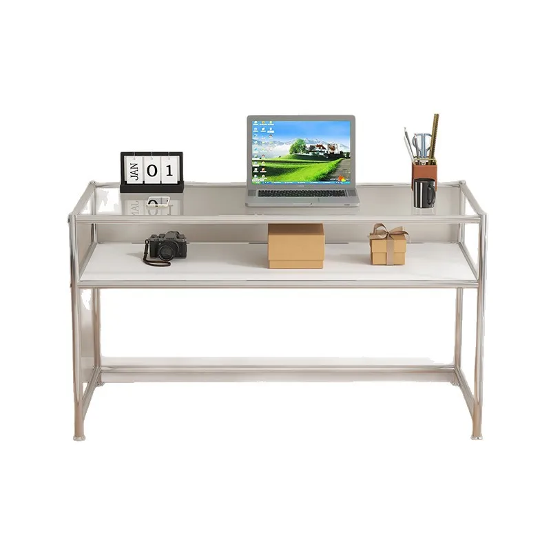 Glass table metal minimalist office computer desk designer long table workbench