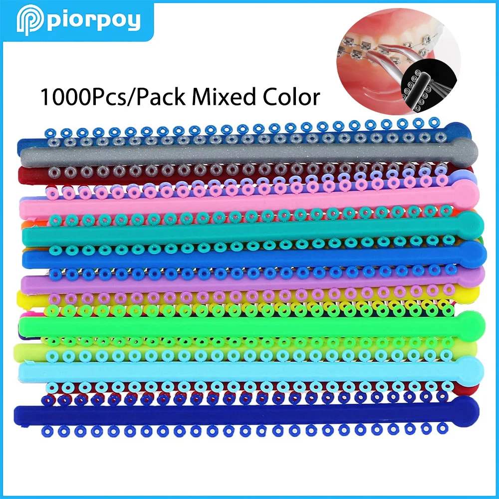 PIORPOY стоматологические ортодонтические эластичные лигатуры, 1000 шт./20 палочек, ленты для брекетов, брекетов, ортодонтическое лечение, разные цвета
