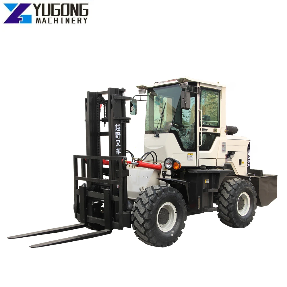 YG Electric Pallet Forklift Truck Machine Double Forks Pallet Largre Wheel Forklift Rough Terrain Truck Offroad Forklift