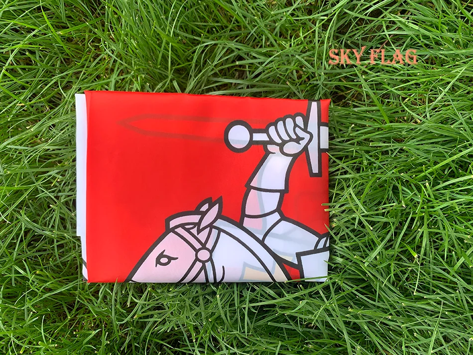 TIKI FLAG روسيا البيضاء فارس العلم 150X90CM روسيا البيضاء البيلاروسية مع معطف الأسلحة العلم 3X5FT روسيا البيضاء راية للزينة