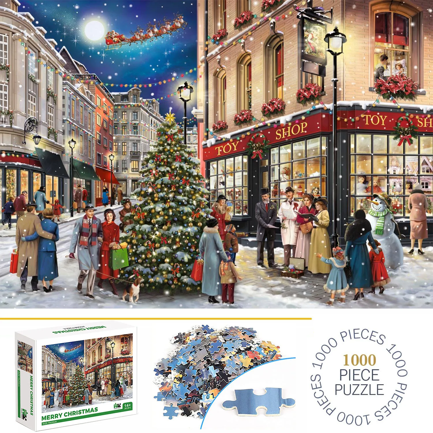 

1000 Pieces Merry Christmas Jigsaw Puzzles for Adults Home Decor Games Family Fun Floor Puzzles Educational Toys for Kids
