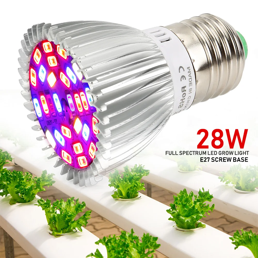 LVJING Led Grow Light Phyto Hydroponic Growth E27 Bulb Full Spectrum 85-265V UV IR Lamp Plants Flower Seedling Fitolamp