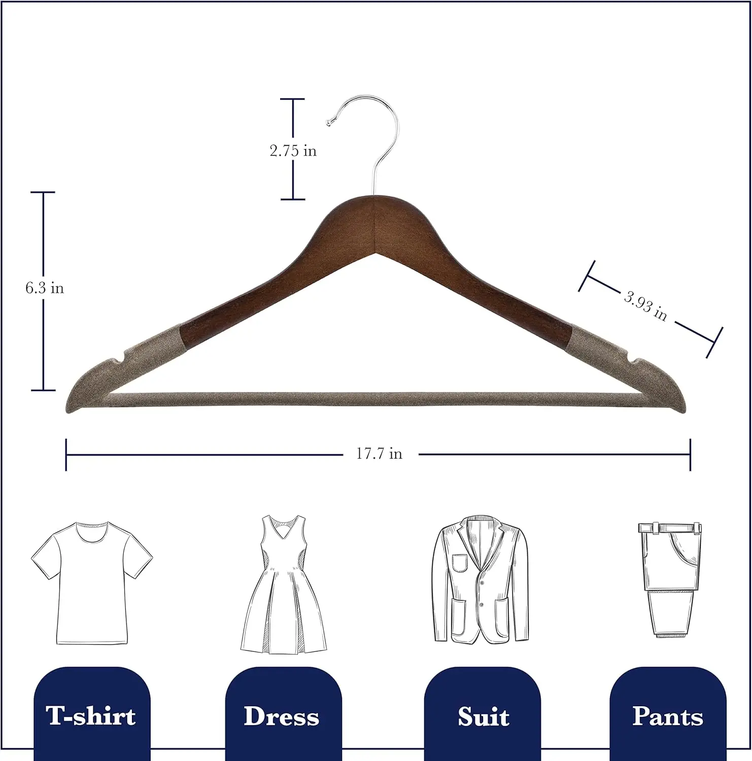 5 قطعة الخشب المخملية دعوى الشماعات للرجال عدم الانزلاق الفاخرة لوتس الخشب بانت رفوف لتعليق فستان التنانير مع 360 °   هوك الدورية