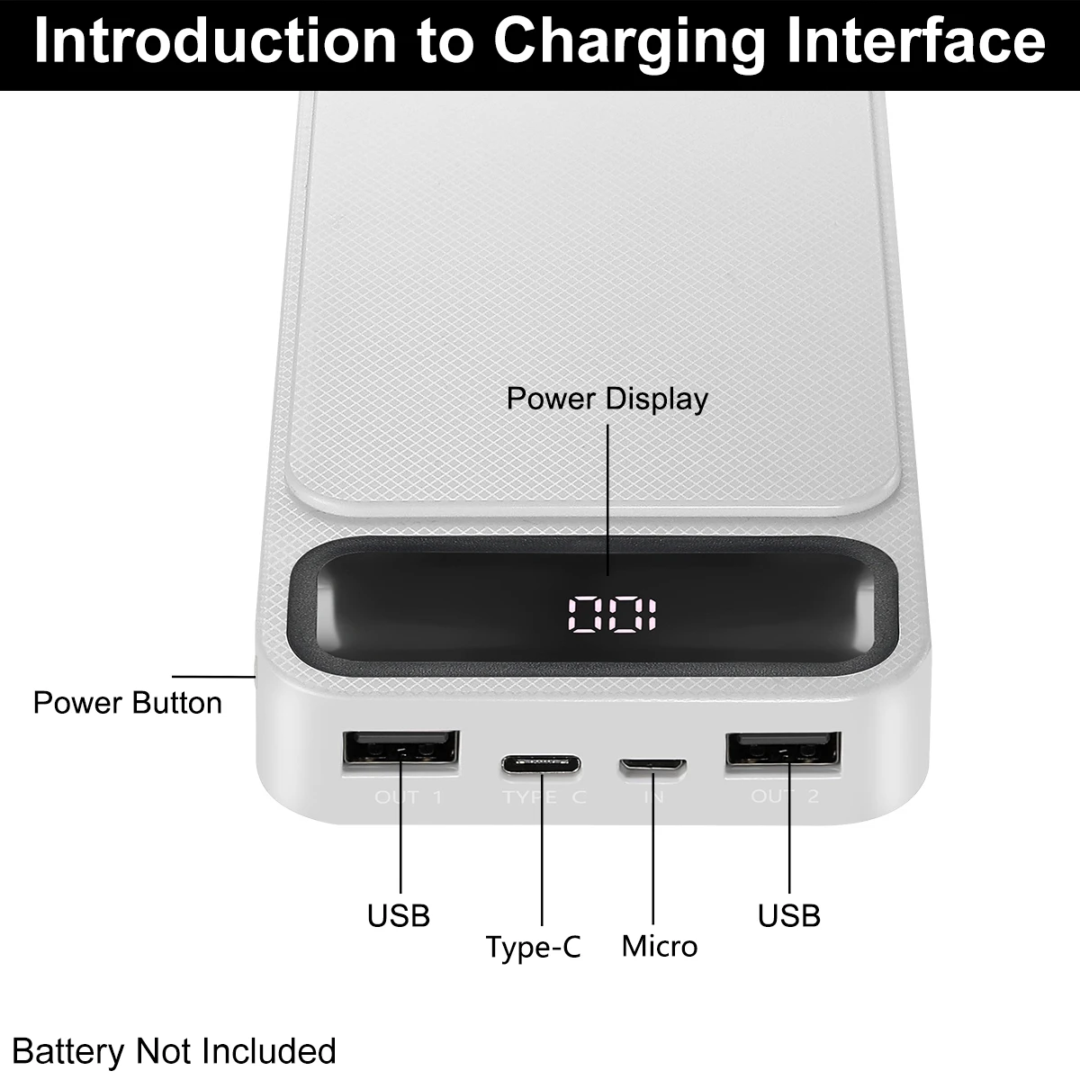 Obudowa ładowarki przenośne DIY 8x18650 Power Bank Box z 2 wyjściami USB/mikro i wejściem typu C do telefonów/tabletów/przełącznikiem