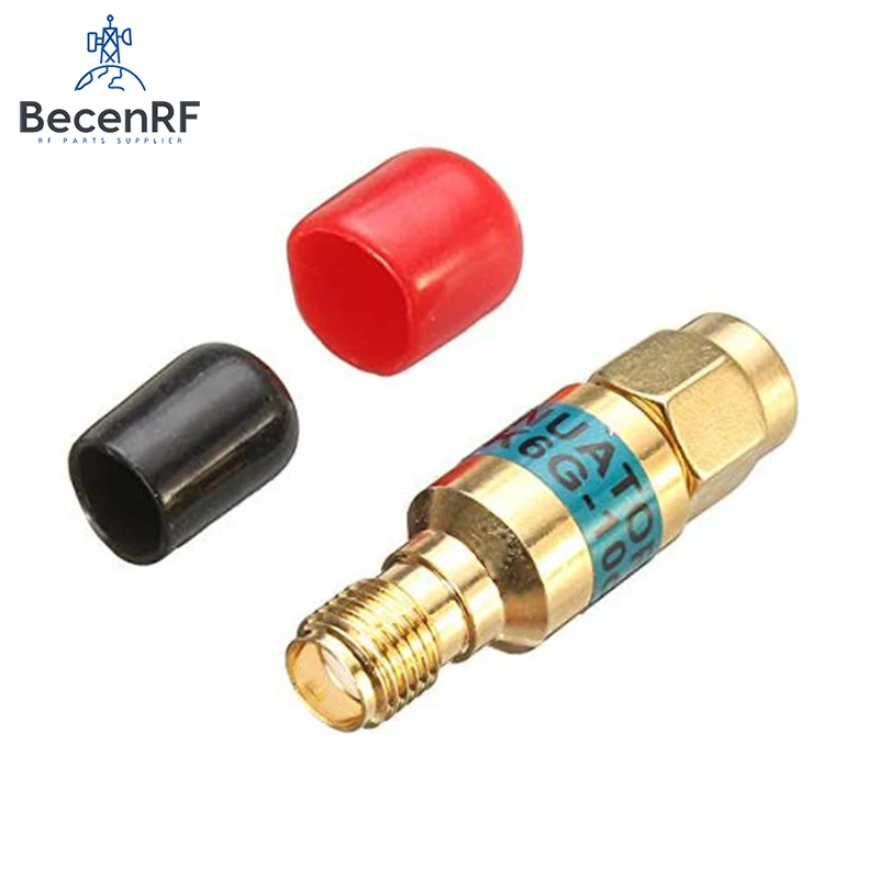 Gold Plated Brass 2W SMA RF Attenuator DC-6GHz 1dB.3dB.5dB.6dB.10dB.15dB.20dB.30db Attenuation 50Ohm