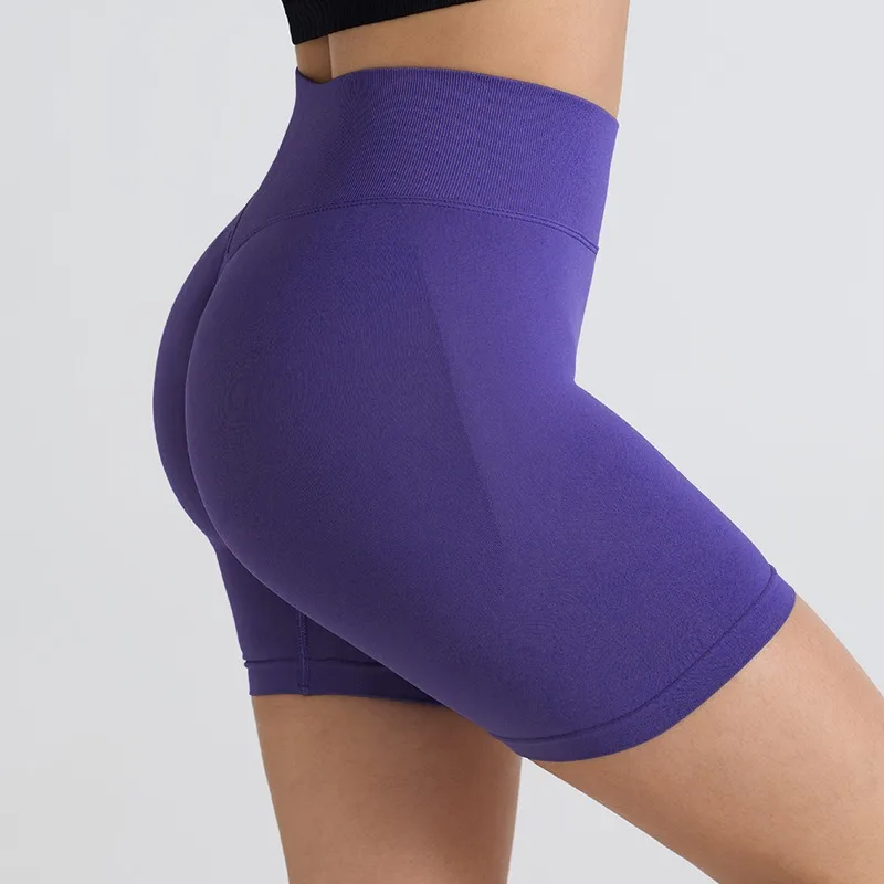 Women's High-Waisted Workout Shorts - Peach Round Lifting Yoga Shorts with Breathable Mesh (3 Colors)
