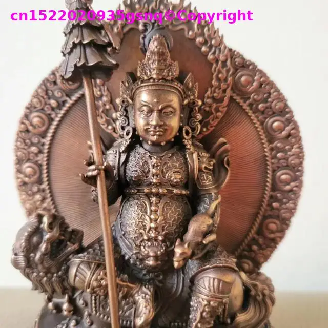Exquisite Copper figure of Buddha Kubera Vaishravana Nepal tibet Treasure king Guardian Buddhist sacrifices worship