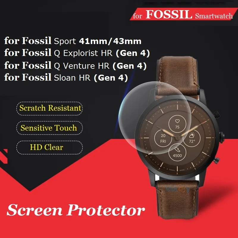 5PCS Smart Watch Screen Protector for Fossil Sport 41mm 43mm Gen 4 Q Venture/Q Explorist/Sloan HR Tempered Glass Protective Film