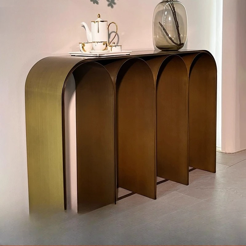 

Light luxury metal entrance table Modern simple entrance entrance table Designer creative decoration table Entry door