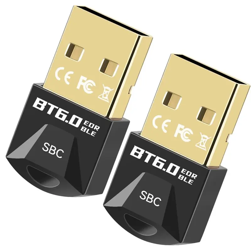 

AAC Decoder Bluetooth 6.0 USB Adapter 2Pcs USB Dongle Wireless Music Audio Receiver Transmitter For PC Mouse Keyboard
