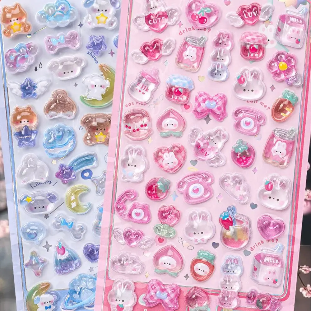 DIY Relief Jelly Sticker Plastic Diary Scrapbooking Relief Stickers Hand Tent Multi-color Aesthetic Stickers