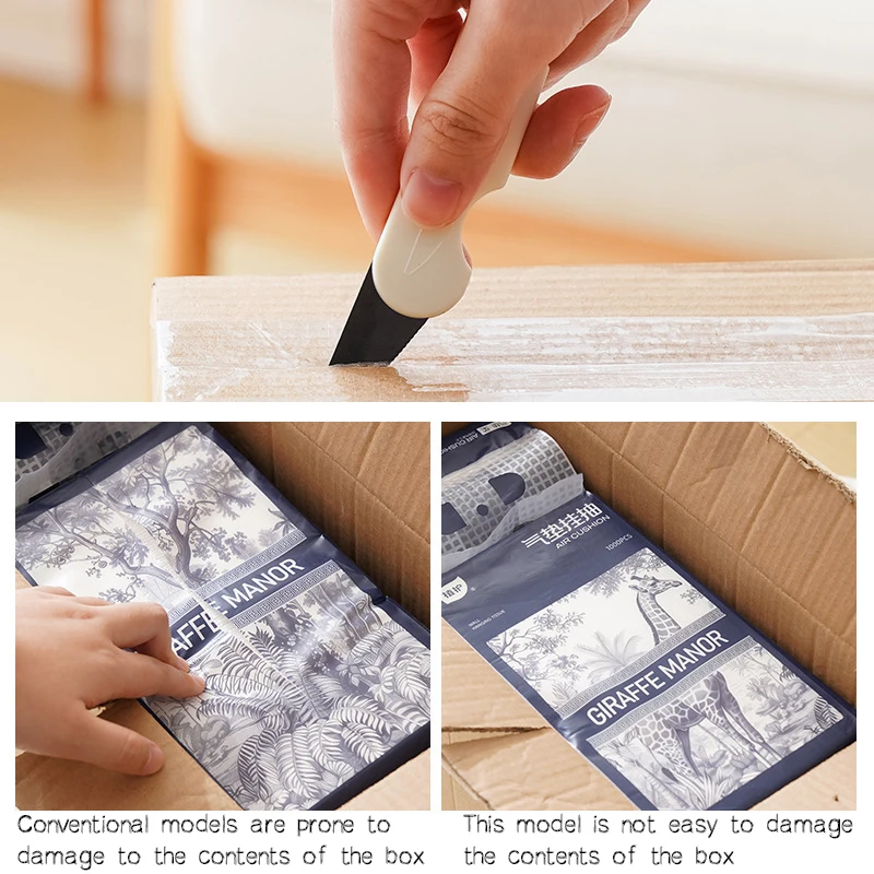 Portable Double-head Two-In-One Round Arc Open Box Cutter Safety Opener Dismantling Tool Small Household Courier Unpacking Knife