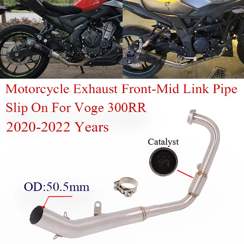 

Motorcycle Exhaust Front Mid Link Pipe Slip On For Voge 300RR 2020 2021 2022 Modified Moto Escape Stainless Steel