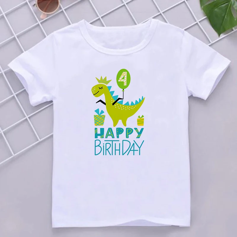 Cute Dinosaur Birthday Shirt 1-9Y Birthday T-Shirt Wild Tee Boys Party T Shirt Dino Theme Outfit Clothes Kids Gift Fashion Tops