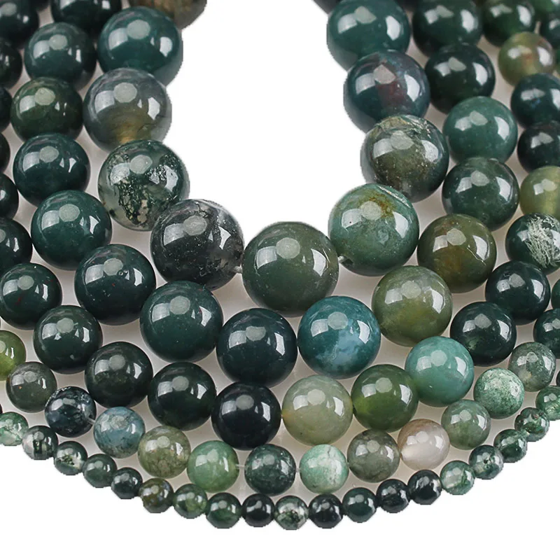 

Factory wholesale AAA natural water grass agate round bead DIY bracelet popular chakra healing good luck wealth Boho Baroque