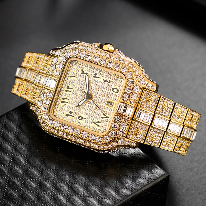 Official brand free shippingLive Broadcast Hot European American High-End Hip Hop Niche Full Diamond QuartzMen's Watch