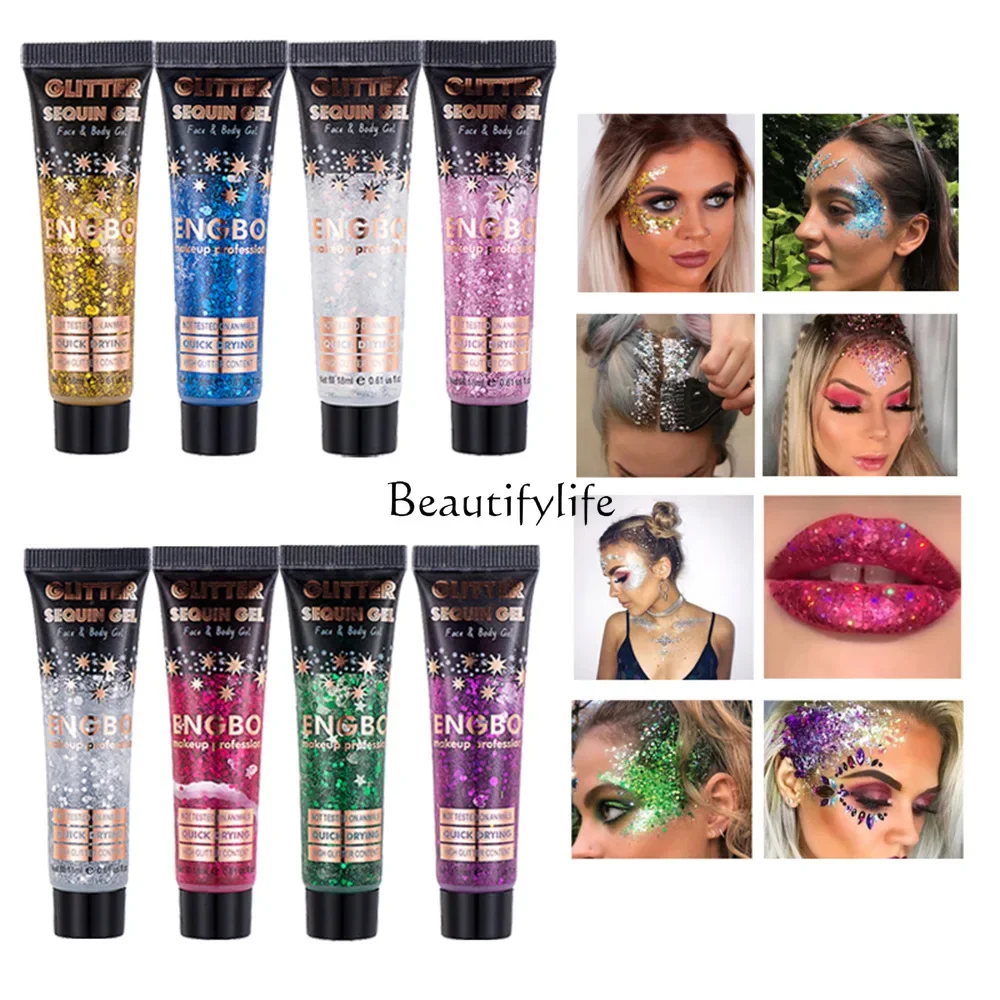 

Laser Sequins Gel Face Body Glitter Eyeshadow Cream Sequins Stage Makeup