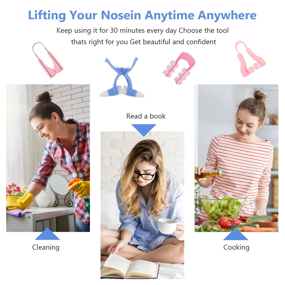 

4Pcs Nose Shaping Beauty Tools for Women Girls Ladies Raise and Straighten Bridge Clips Nose Up Clip