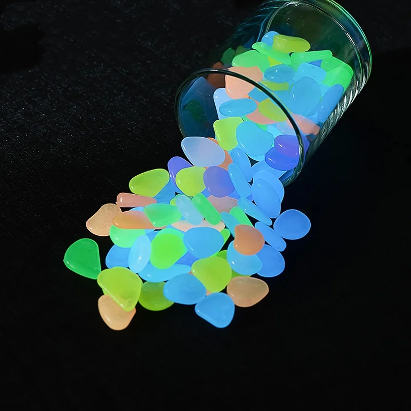 50/100Pcs Glow in the Dark Garden Pebbles For Sidewalk Garden Terrace Lawn Garden Patio Fish Tank Aquarium Decoration Glow Stone