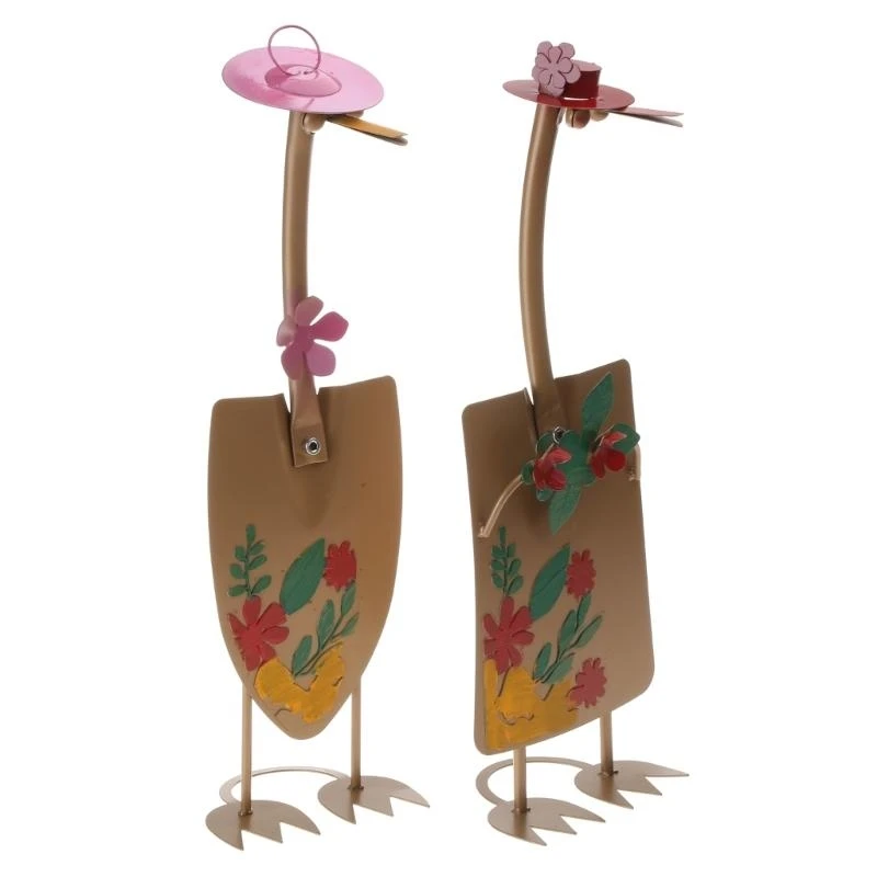 L9NB Handcrafted Metal Duck Garden Art Duck Shovel Ornaments Duck Christmas Decors