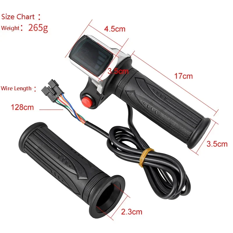 1 Pair E-Bike LCD Electricity Display Thickened Handle Grip Speed Regulating Control Throttle for Electric Bicycle 36V