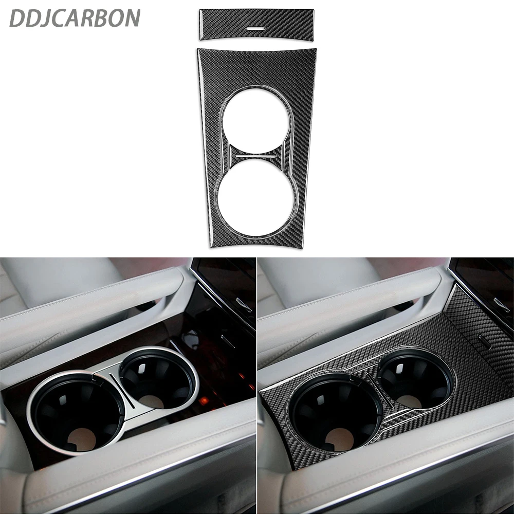 For Benz M-class W164 2005-2011 Real Carbon Fiber Cup Holder Panel Storage Box Set Trim Cover Car Interiors Accessories Sticker