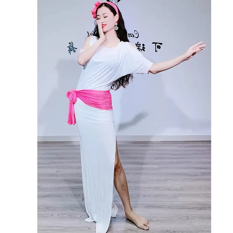 Индивидуальный халат для практики танца живота Baladi, модный шарф в народном стиле, новое платье для восточного танца, белая одежда для танца живота Graciasص, сексуальная