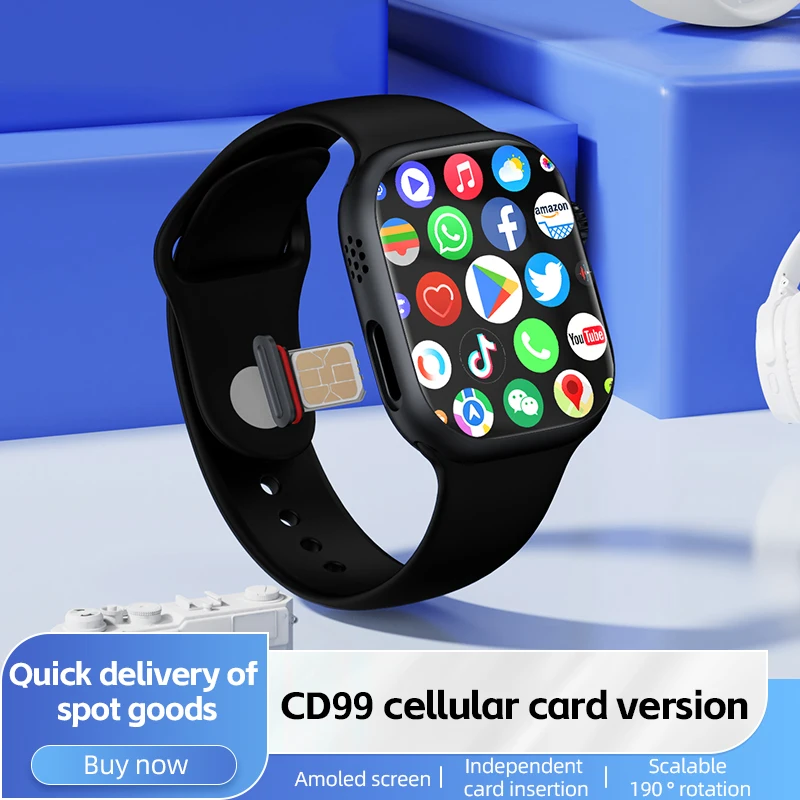 2026 New CD99 4G Smart Watch Android 180° Rotating Camera AMOLED Screen SIM Card GPS WiFi Heart Rate Monitor Waterproof Smartwat