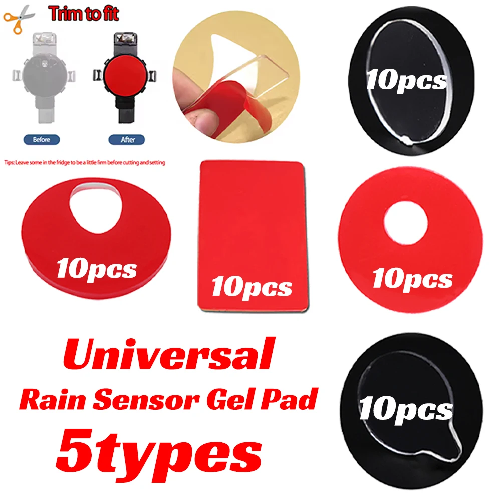 

10Pcs Car Rain Sensor Gel Pad Adhesive FILM Silicone Cushion Windscreen Windshield Chip Repair Car Replacement Universal New