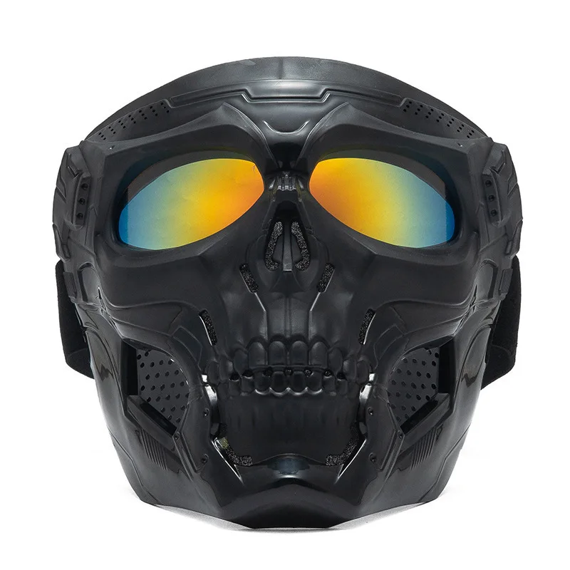 Skull Motorcycle Full Face Mask Windproof Protective Mask With Goggles Offroad Motorbike Cycling Airsoft Tactical Gear view 3