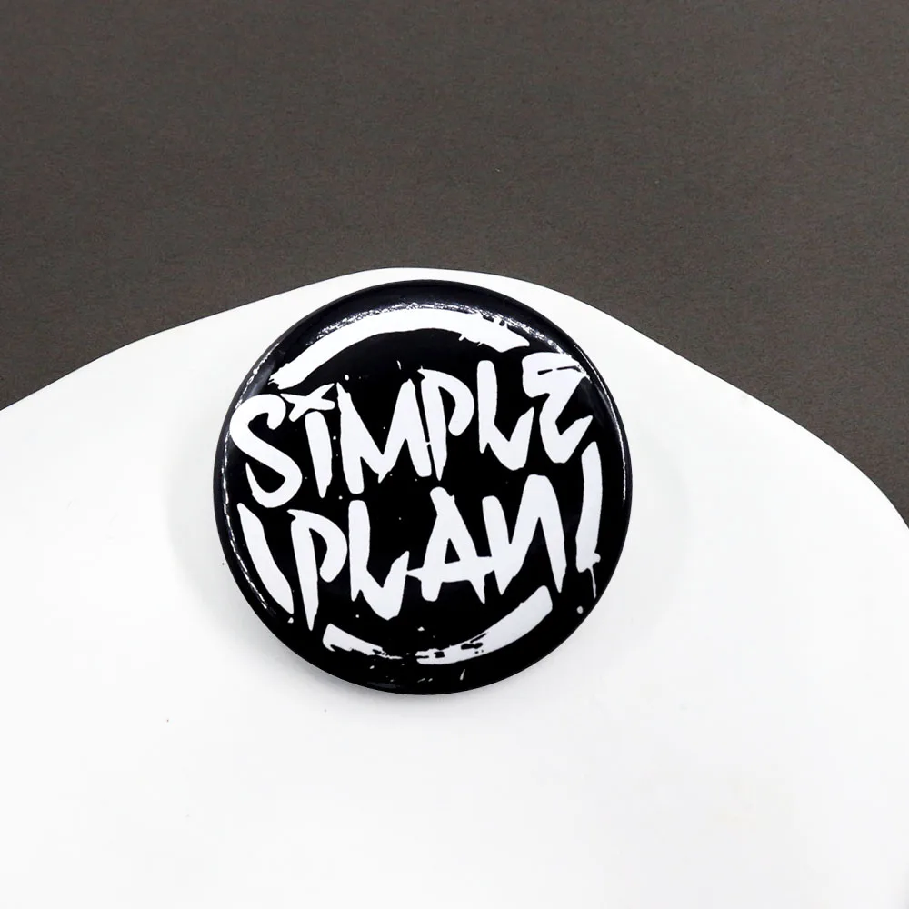 دبوس زر صفيح عتيق ، خطة بسيطة ، فرقة بانك بوب كندية ، ديكور مستدير ، إكسسوارات مجوهرات ، 58: #4